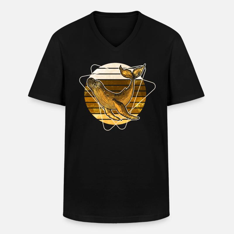 Buckelwal - Männer-T-Shirt mit V-Ausschnitt - Schwarz