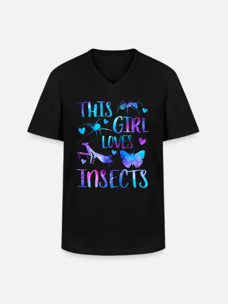This girl loves insects - Men's V-Neck T-Shirt - black
