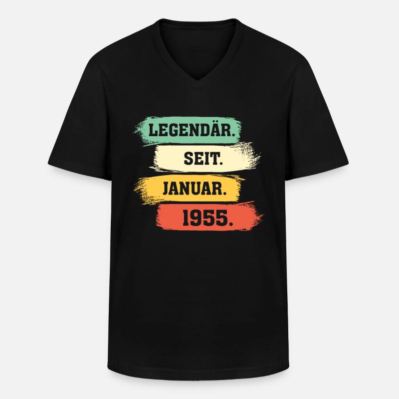Legendär Seit Januar 1955 - Männer-T-Shirt mit V-Ausschnitt - Schwarz