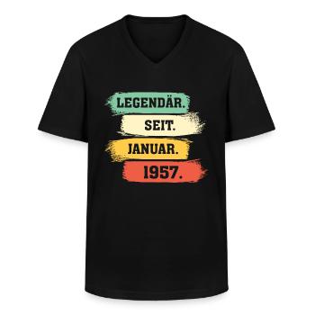 Legendär Seit Januar 1957 - Männer-T-Shirt mit V-Ausschnitt - Schwarz - Vorne - AI Model Male 178 dark (178cm)