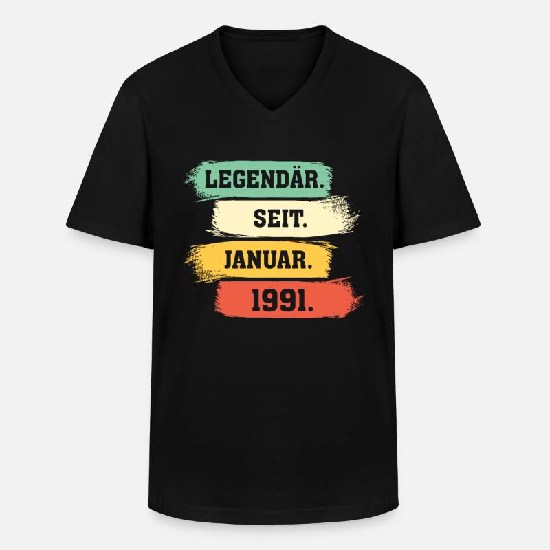 Legendär Seit Januar 1991 - Männer-T-Shirt mit V-Ausschnitt - Schwarz