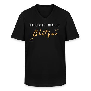 Ich schwitze nicht ich Glitzer. Sommer Spruch - Männer-T-Shirt mit V-Ausschnitt - Schwarz - Vorne - AI Model Male 178 dark (178cm)