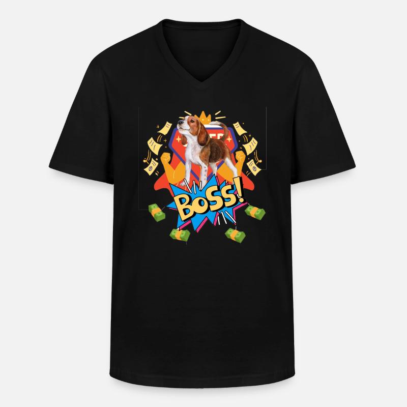 Beagle Boss - Männer-T-Shirt mit V-Ausschnitt - Schwarz
