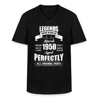 Legends Were Born In March 1950 Birthday - Männer-T-Shirt mit V-Ausschnitt - Schwarz - Vorne - AI Model Male 178 dark (178cm)