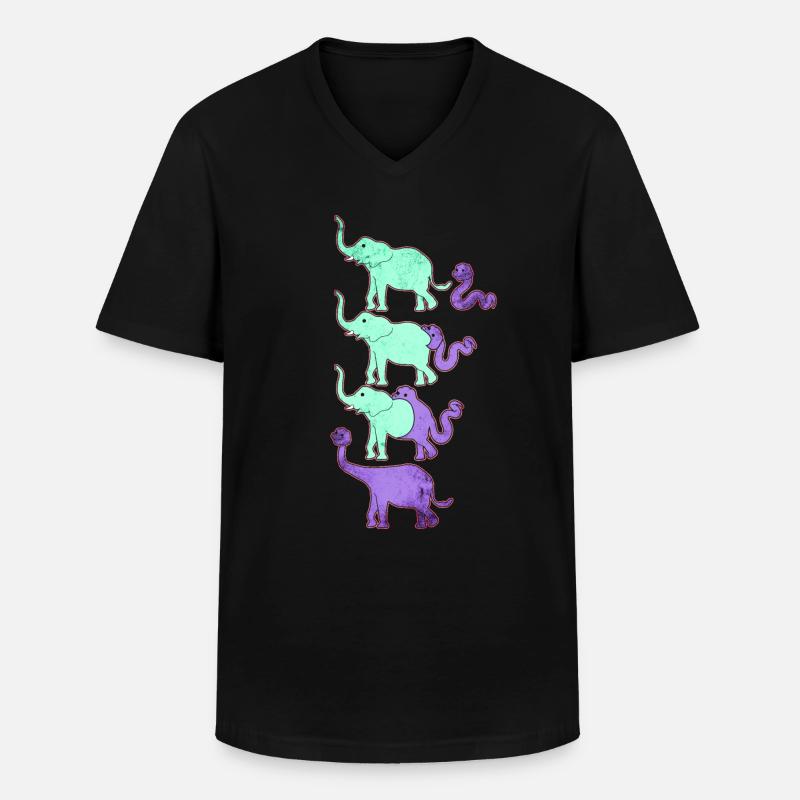 Drôle d’évolution des dinosaures - T-shirt col V Homme - noir