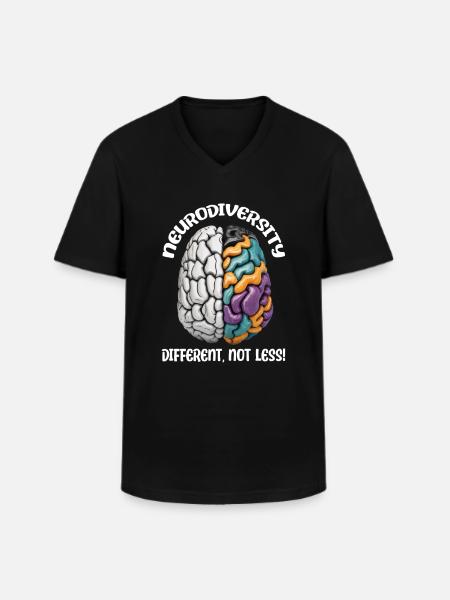 "Different, Not Less" Neurodiversity - Men's V-Neck T-Shirt - black