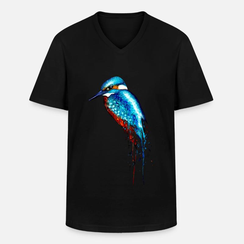 Aquarell Eisvogel - Männer-T-Shirt mit V-Ausschnitt - Schwarz