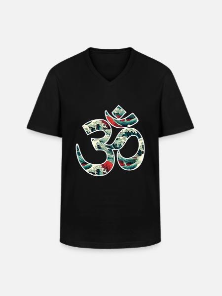 Résonance cosmique : le Om sacré - T-shirt col V Homme - noir