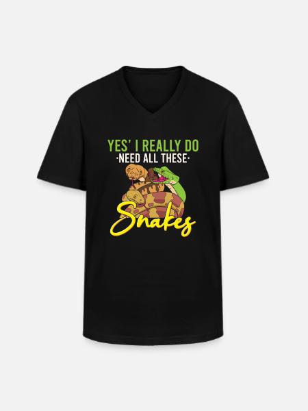 Lustige Python Schlange / Boa-Constrictor - Männer-T-Shirt mit V-Ausschnitt - Schwarz