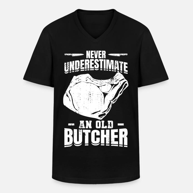 Metzger Großvater - Männer-T-Shirt mit V-Ausschnitt - Schwarz