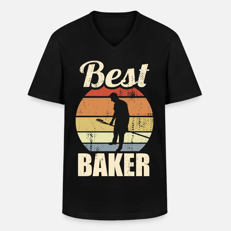 Lustiger Bäcker - Männer-T-Shirt mit V-Ausschnitt - Schwarz