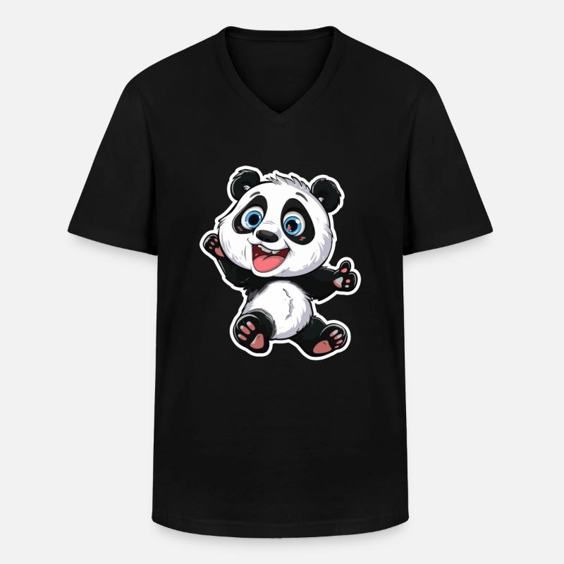 Exuberant Panda Buddy Sticker - Men's V-Neck T-Shirt - black