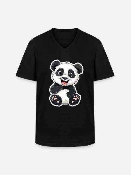 Exuberant Panda Buddy Sticker - Men's V-Neck T-Shirt - black
