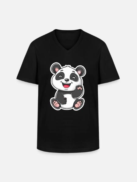 Exuberant Panda Buddy Sticker - Men's V-Neck T-Shirt - black