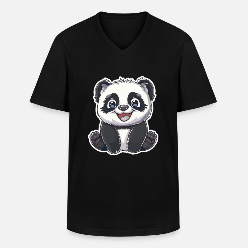 Exuberant Panda Buddy Sticker - Men's V-Neck T-Shirt - black