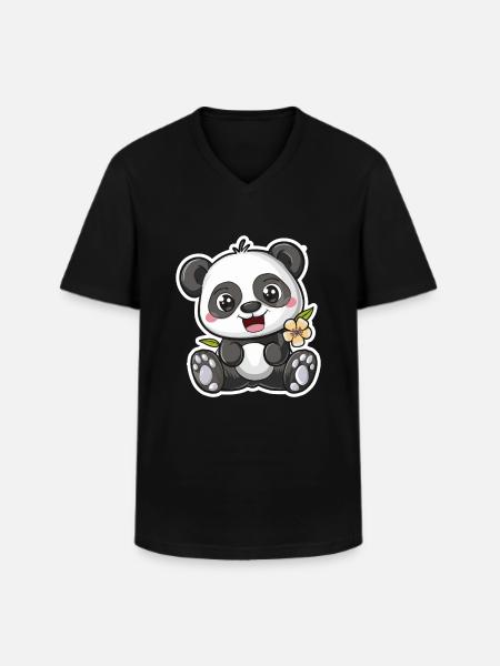 Exuberant Panda Buddy Sticker - Men's V-Neck T-Shirt - black