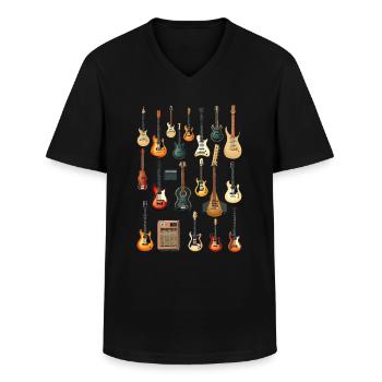 Chitarra Chitarre Diverse Amante della Musica Chitarre Divertenti - Maglietta da uomo classica con scollo a V - nero - Fronte - AI Model Male 178 dark (178cm)