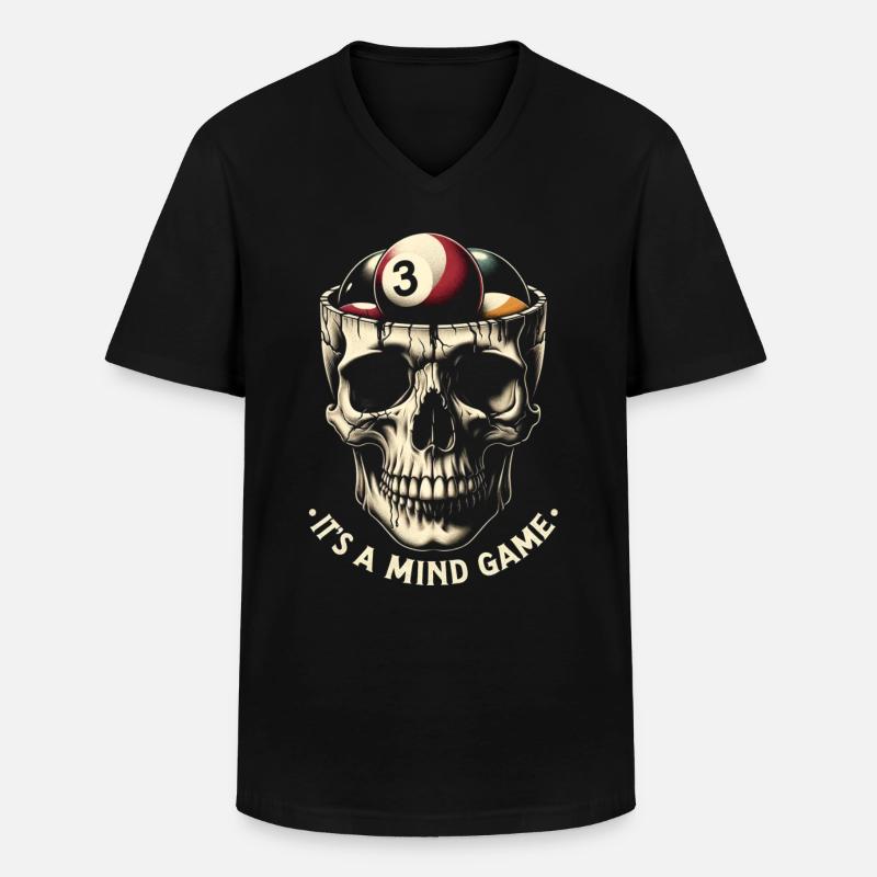 Billard Poolbillard Snooker Schädel - Männer-T-Shirt mit V-Ausschnitt - Schwarz