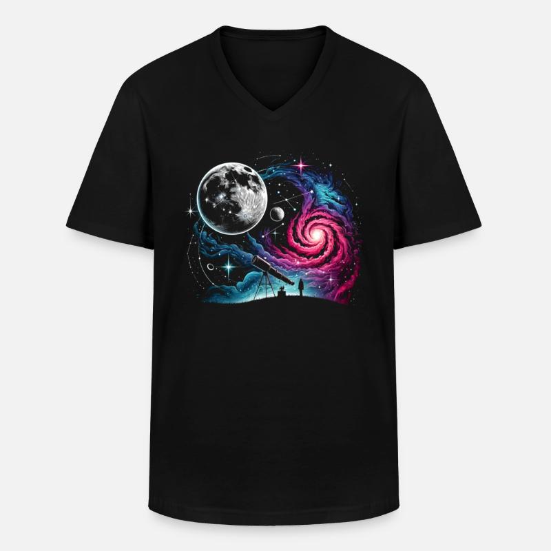 Telescopio astronomico Spazio - Maglietta da uomo classica con scollo a V - nero