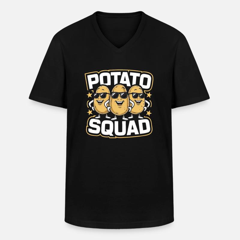 Potato Squad - Männer-T-Shirt mit V-Ausschnitt - Schwarz