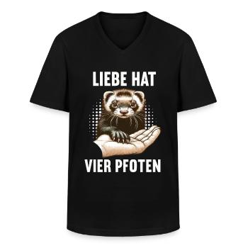 Liebe hat Vier Pfoten Frettchen Frettchenhalter - Männer-T-Shirt mit V-Ausschnitt - Schwarz - Vorne - AI Model Male 178 dark (178cm)
