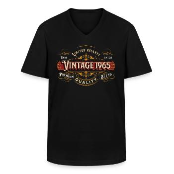Vintage 1965 Premium Design Gift Idea - Men's V-Neck T-Shirt - black - Front - AI Model Male 178 dark (178cm)