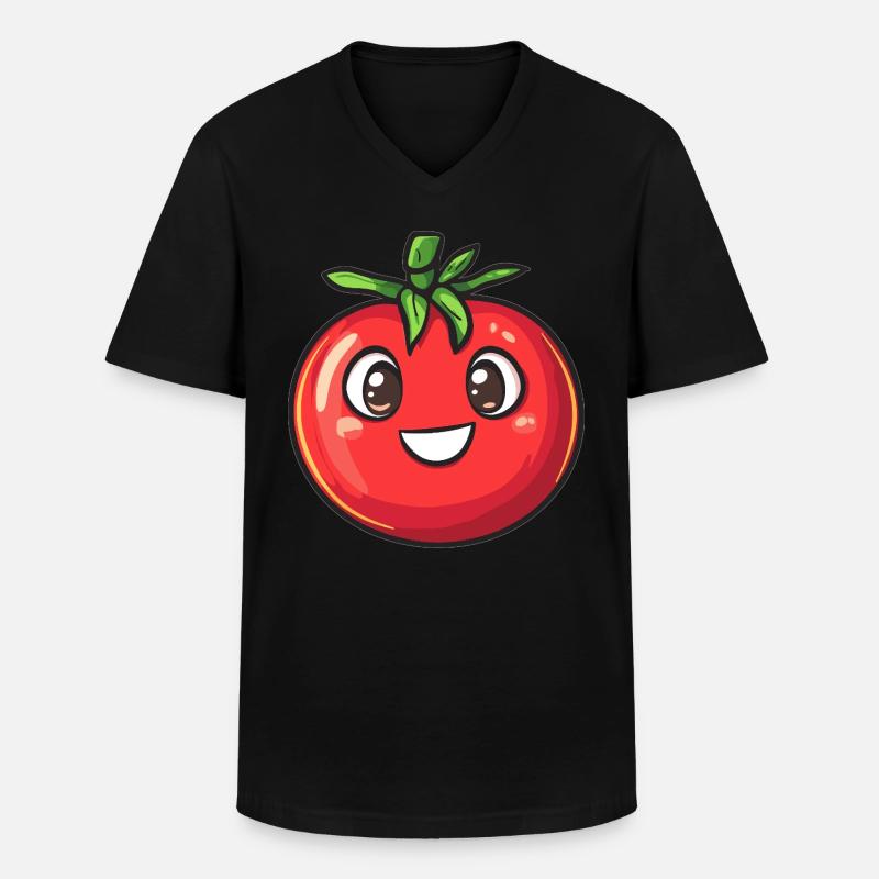 Fröhliche Tomate - Männer-T-Shirt mit V-Ausschnitt - Schwarz