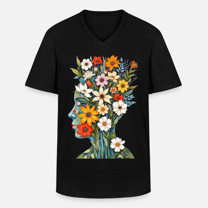 Abstrakte Kunst Blumen - Männer-T-Shirt mit V-Ausschnitt - Schwarz