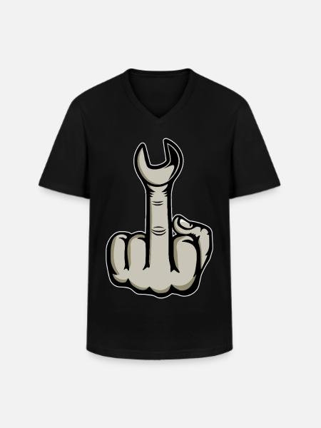 Middle Finger Stinger Finger Wrench - Men's V-Neck T-Shirt - black