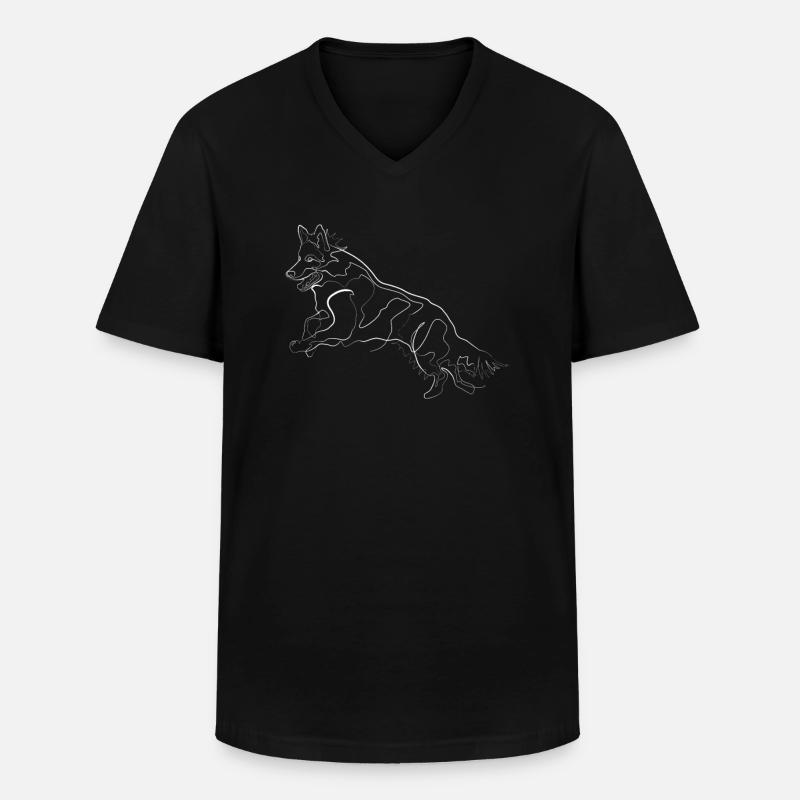 Schäferhund - one line drawing - Männer-T-Shirt mit V-Ausschnitt - Schwarz