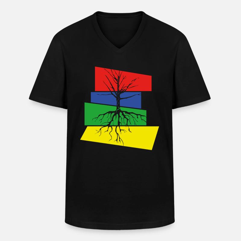 Baum - Männer-T-Shirt mit V-Ausschnitt - Schwarz