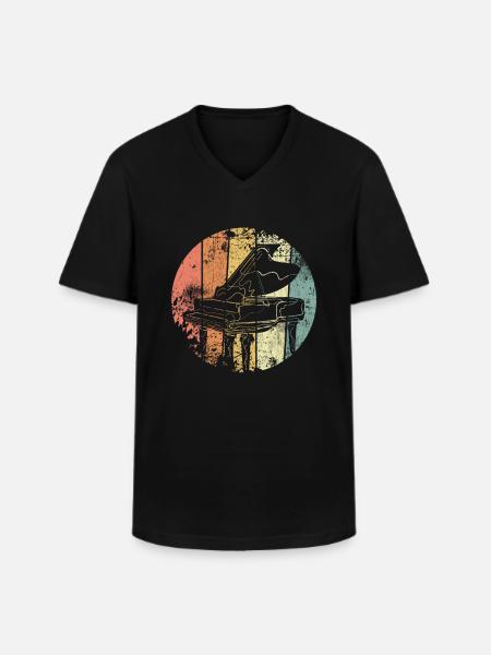 Klavier retro - Männer-T-Shirt mit V-Ausschnitt - Schwarz