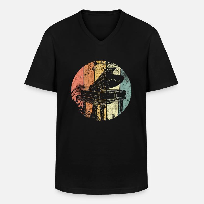 Klavier retro - Männer-T-Shirt mit V-Ausschnitt - Schwarz