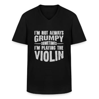 violon - T-shirt col V Homme - noir - Devant - AI Model Male 178 dark (178cm)