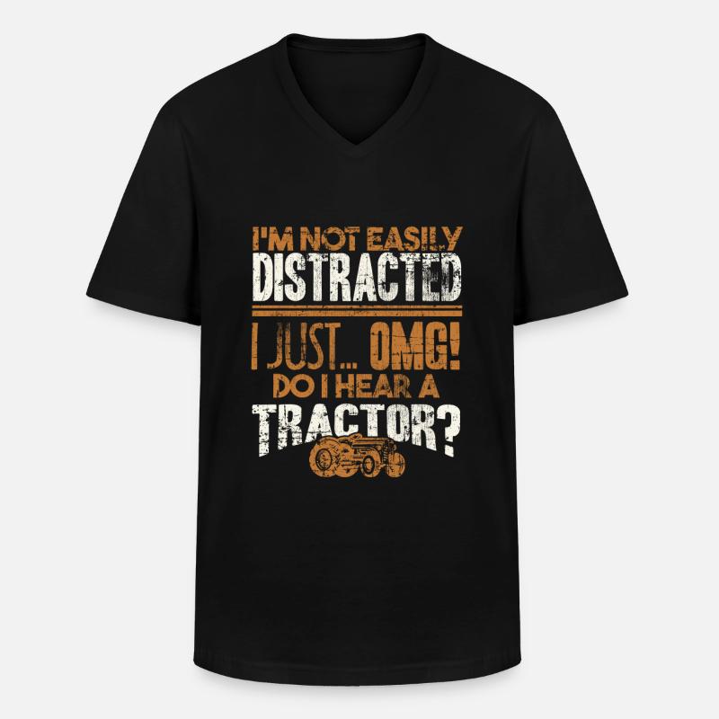Traktor - Männer-T-Shirt mit V-Ausschnitt - Schwarz