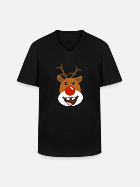 Renne de noel - T-shirt col V Homme - noir