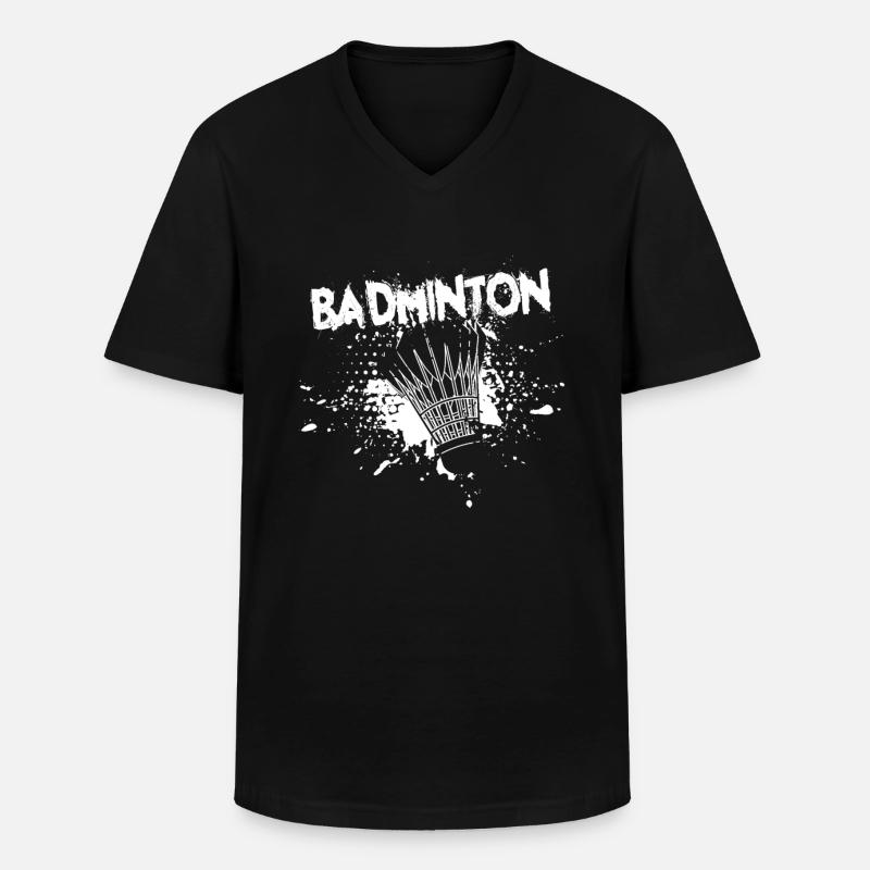 Badminton - Männer-T-Shirt mit V-Ausschnitt - Schwarz