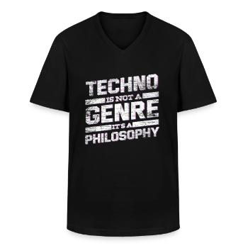 Musique techno - T-shirt col V Homme - noir - Devant - AI Model Male 178 dark (178cm)