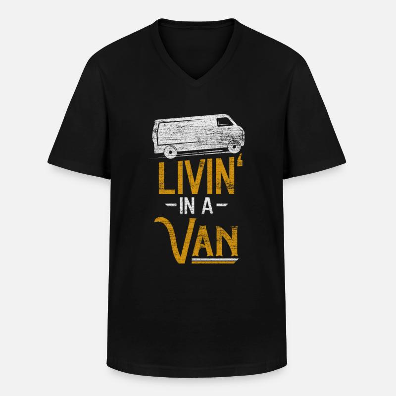 Camper Van - Männer-T-Shirt mit V-Ausschnitt - Schwarz