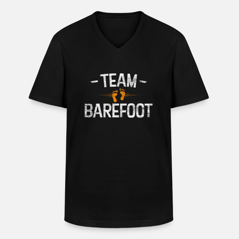 Barfuß Team - Männer-T-Shirt mit V-Ausschnitt - Schwarz