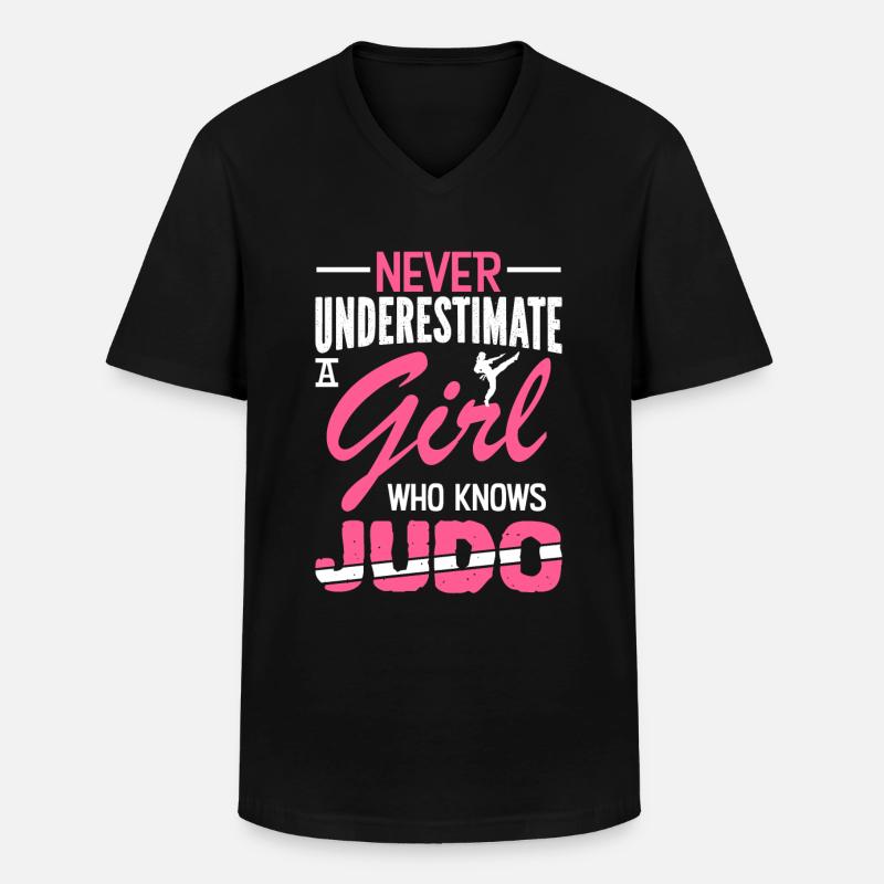 Judo Mädchen - Männer-T-Shirt mit V-Ausschnitt - Schwarz