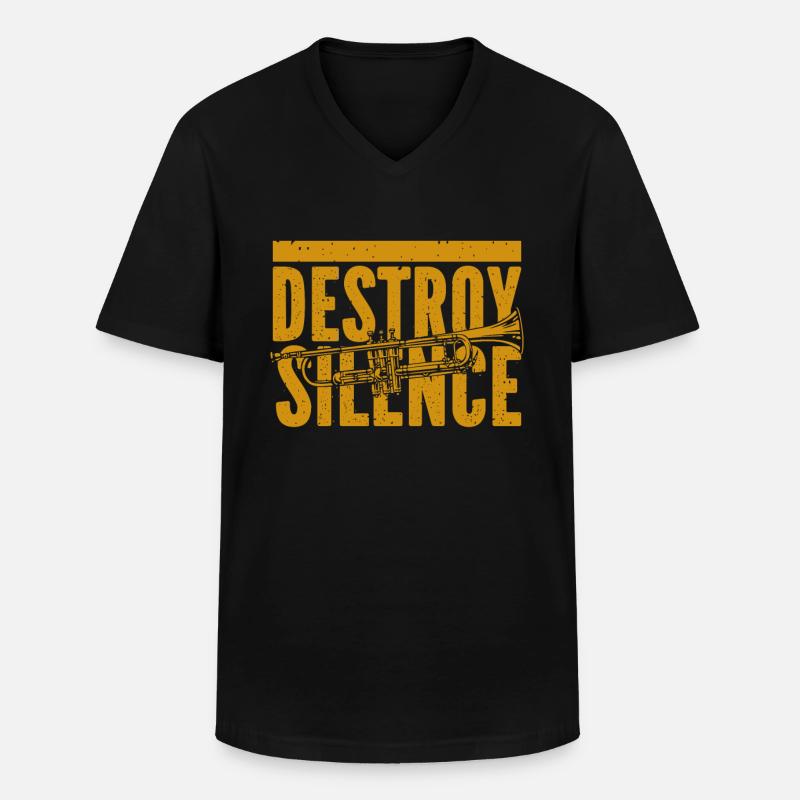 Trompete - Männer-T-Shirt mit V-Ausschnitt - Schwarz