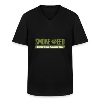 Weed weed - Men's V-Neck T-Shirt - black - Front - AI Model Male 178 dark (178cm)