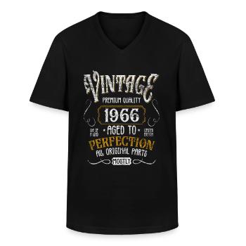 Birthday born in 1966 - Men's V-Neck T-Shirt - black - Front - AI Model Male 178 dark (178cm)
