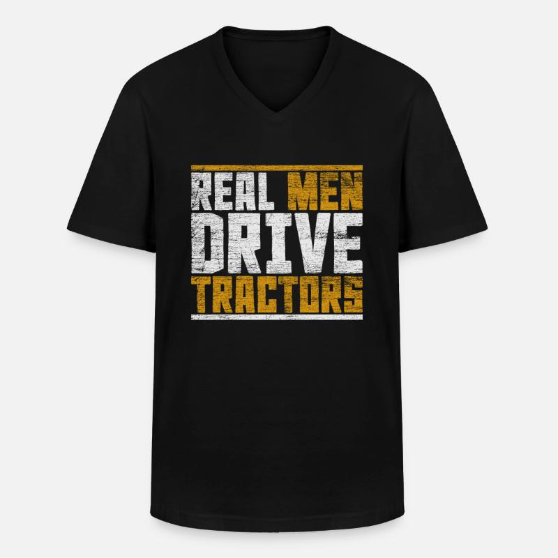 Traktor - Männer-T-Shirt mit V-Ausschnitt - Schwarz