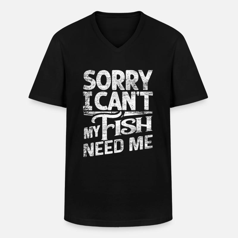 Fisch - Männer-T-Shirt mit V-Ausschnitt - Schwarz
