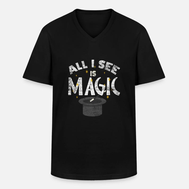 Magie Magier - Männer-T-Shirt mit V-Ausschnitt - Schwarz
