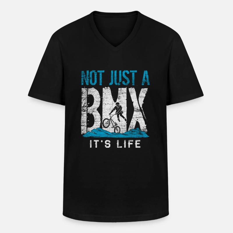 BMX - Männer-T-Shirt mit V-Ausschnitt - Schwarz