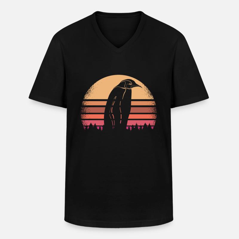 Pinguin - Männer-T-Shirt mit V-Ausschnitt - Schwarz