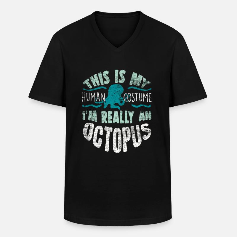 Oktopus - Männer-T-Shirt mit V-Ausschnitt - Schwarz